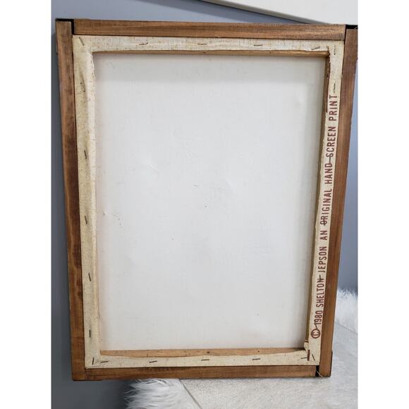 Vintage 1980 SHELTON JEPSON Hand Screen Print Framed MCM Wall‎ Decor Mid Century - Picture 11 of 12